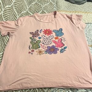Playful Pink Butterfly and Floral + Easter Women's Tee